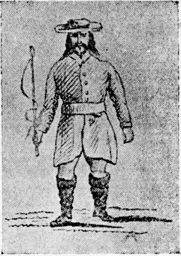 Surugiu valah cu biciul în mână, desen de Andrew A. Bonar din 1839
