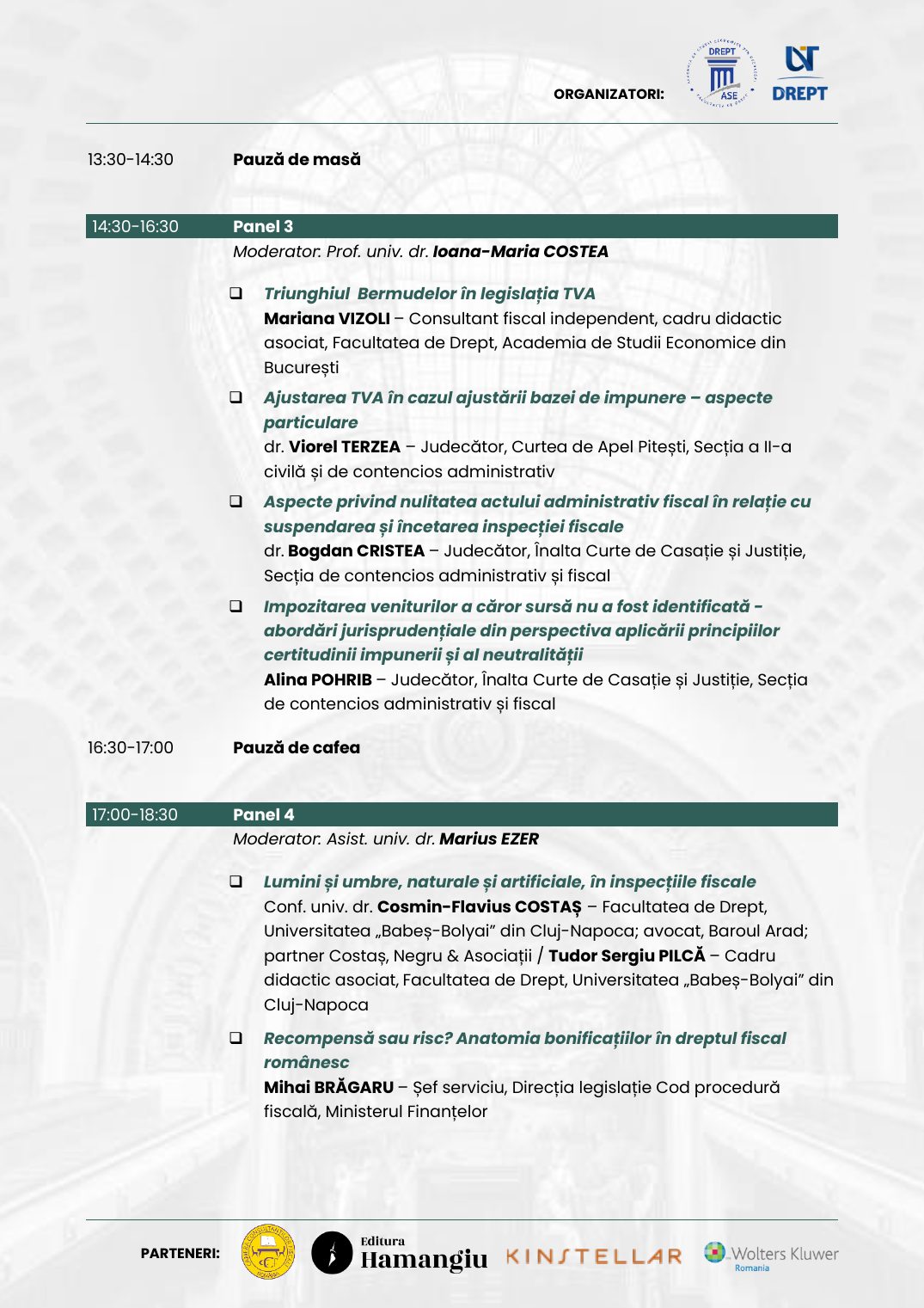 Programul Conferinței Naționale de Drept Fiscal, ediția a XIII-a, pagina 3