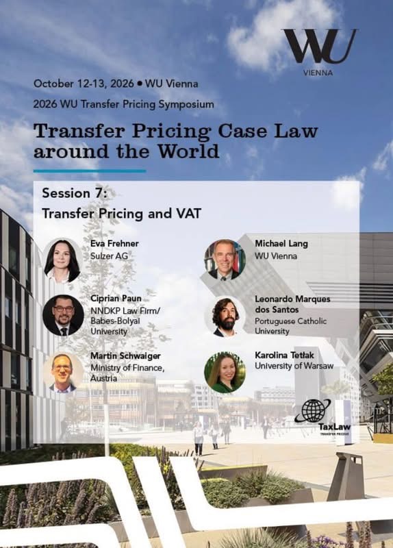 Prețurile de transfer și TVA, la Viena: WU Transfer Pricing Symposium, 12-13 octombrie&nbsp;2026